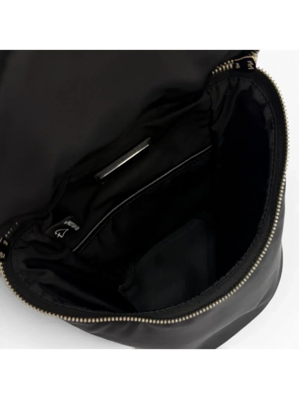 Prada Nylon Leather Re-Nylon Triangle Logo Shoulder Bag Black Silver with Plate